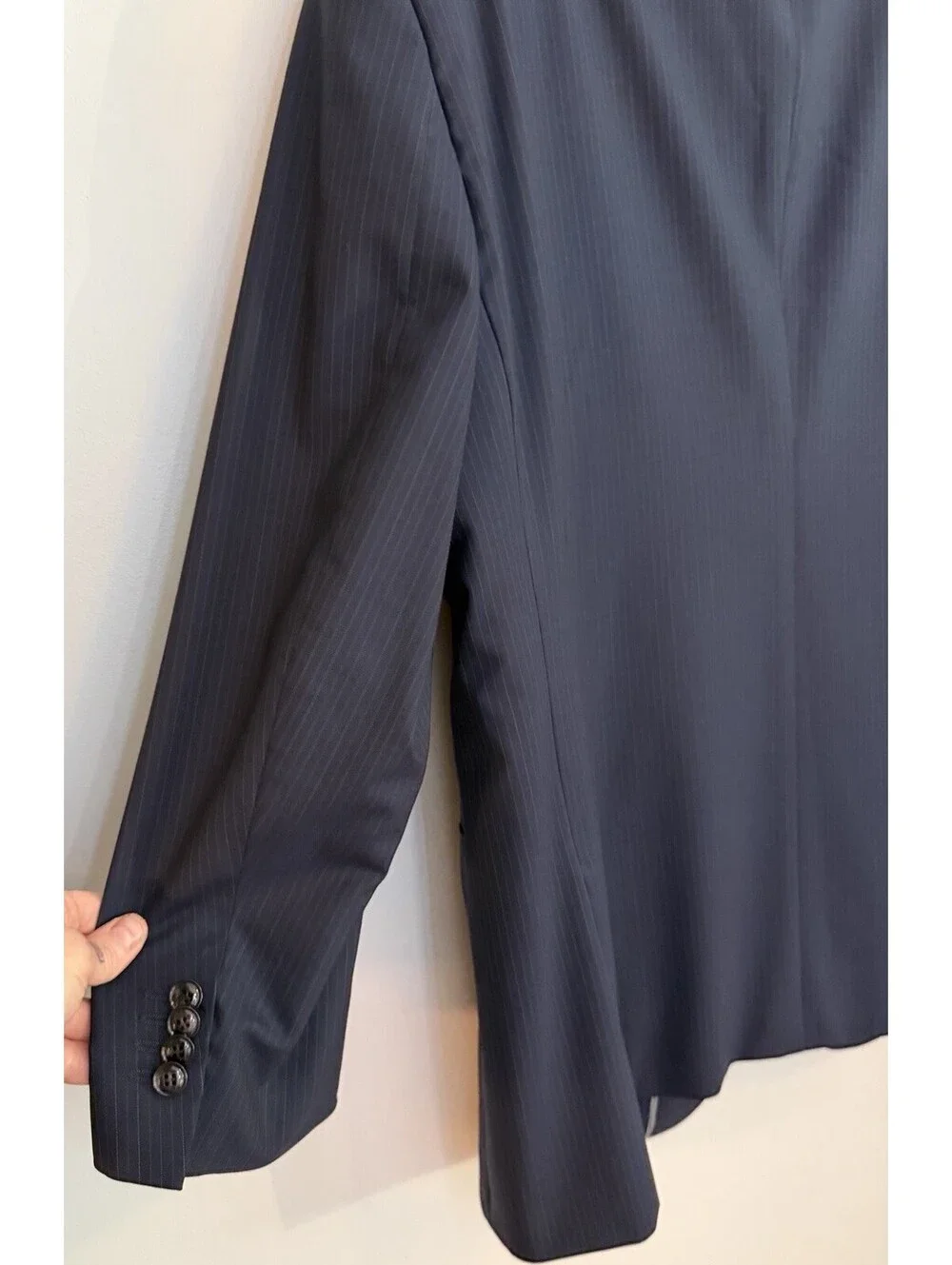 Giorgio Armani Trader Blue Suit Jacket Blazer 44Long Navy Blue Pinstripe Wool